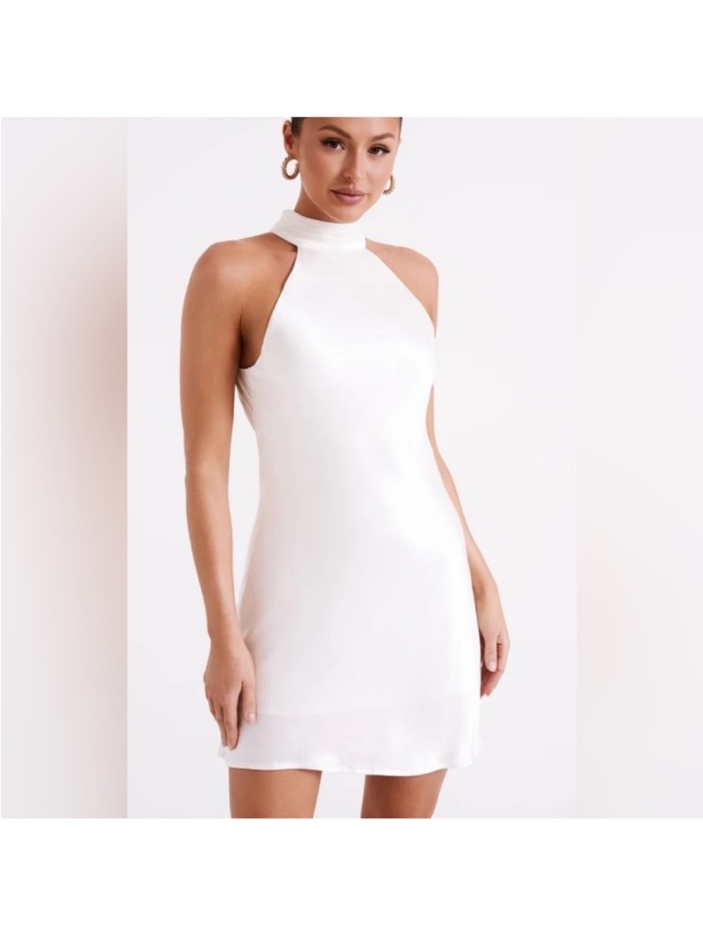 Meshki White Halter Neck Mini Dress